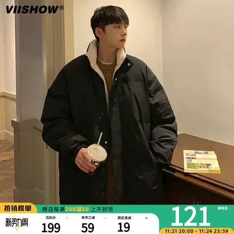 VIISHOW立领棉服男冬季潮牌休闲面包服宽松轻薄加绒加厚棉衣外套商品大图