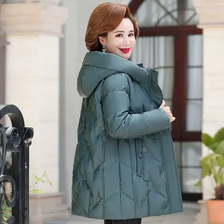 鸭鸭羽绒服女款2023年新款中老年妈妈装短款简约宽松秋冬外套W图片