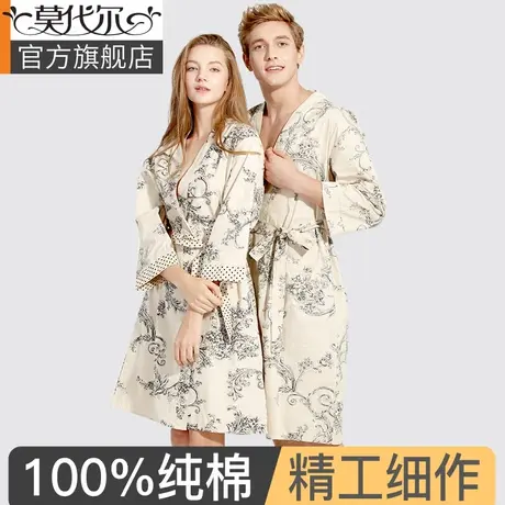 睡袍女夏款纯棉情侣款浴袍春秋中长款日式男士睡衣和服家居服晨袍图片