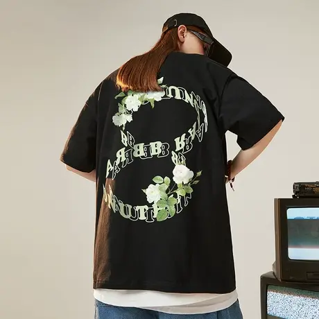 美式复古短袖国潮T恤男潮加肥加大潮牌oversize夏季宽松大码上衣商品大图