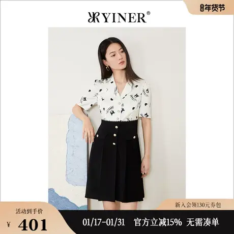 YINER音儿线上专选2022夏西装领连衣裙图片