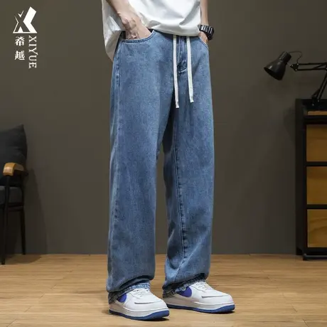 春季莱赛尔直筒牛仔裤男2024新款宽松大码美式多口袋男生休闲裤子商品大图