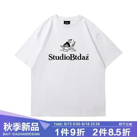 欧美T恤男潮牌重磅短袖美式简约趣味设计感小众oversize情侣装夏商品大图