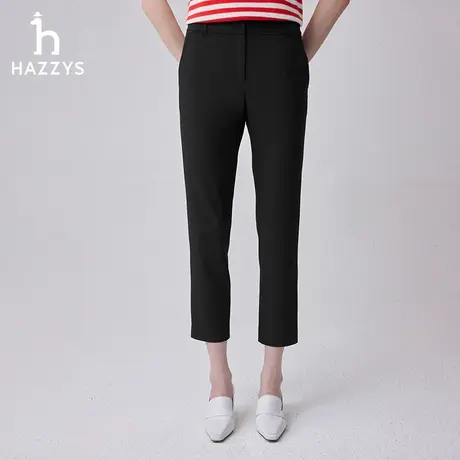 【商场同款】Hazzys哈吉斯九分四面弹休闲裤女新款通勤小脚西装裤商品大图
