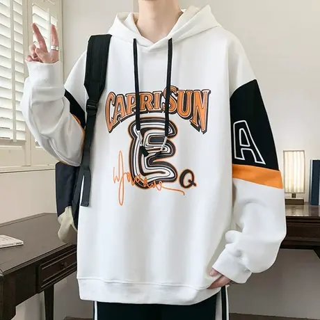 连帽卫衣男春秋款字母印花外套男装潮牌上衣青少年美式休闲套头衫商品大图