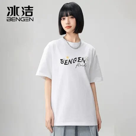 冰洁白色t恤女纯棉女士短袖夏季新款小众女款半袖宽松学生体恤潮商品大图