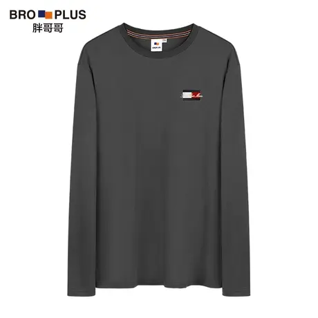 胖哥哥肥佬t恤男大码男装加肥加大号纯棉休闲宽松长袖打底衫上衣商品大图