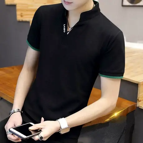 2023潮流新款短袖男t恤 潮牌V领纯棉夏装韩版卫衣长袖立领上衣服商品大图