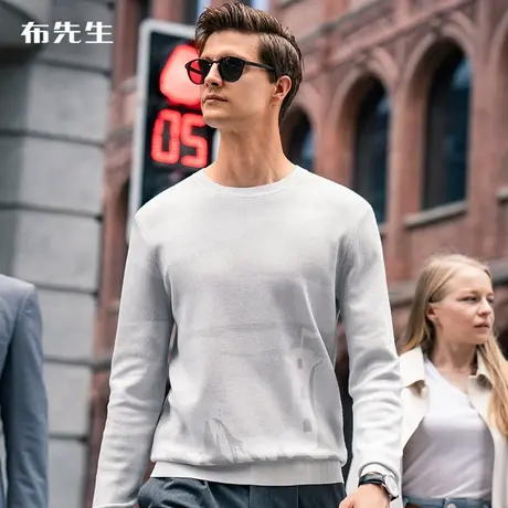 MrBu布先生半高领长袖羊毛T 秋冬几何图案休闲男装 BT11707断码商品大图