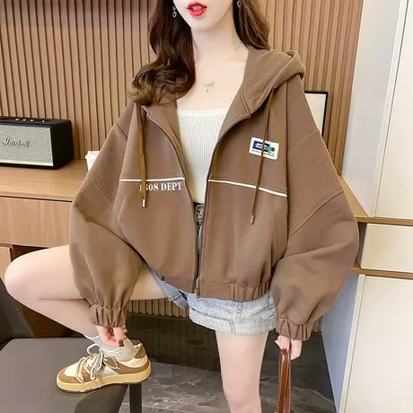 早春装短款卫衣女春秋季韩版宽松初春百搭学生小个子薄款开衫外套商品大图