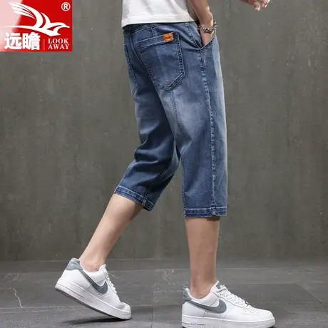 七分牛仔短裤男士夏季薄款宽松直筒外穿中裤夏天潮流百搭中裤子男商品大图