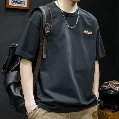 重磅短袖t恤男士夏季宽松大码潮牌加肥加大半袖纯棉男装体恤男款商品大图