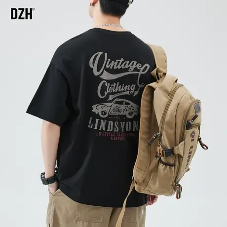 男士字母t恤潮牌短袖美式高街衣服男夏季纯棉半袖情侣装体恤宽松商品大图