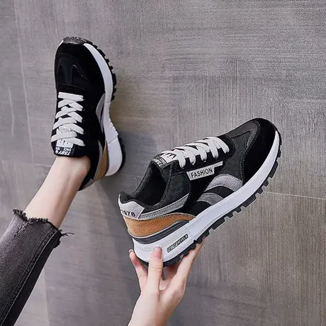 黑色工作鞋女春秋新款时尚休闲运动鞋软底不累脚上班鞋老北京布鞋商品大图