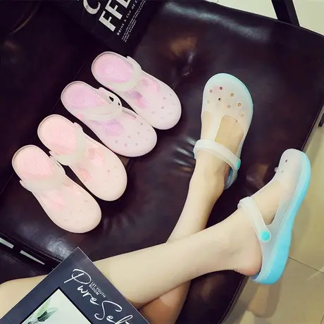 2023夏季新款洞洞鞋女士韩版时尚外穿凉鞋休闲百搭厚底沙滩花园鞋商品大图