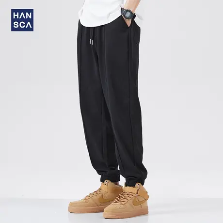 hansca束脚运动裤男春秋款针织潮牌灰色休闲裤篮球卫裤男宽松抽绳商品大图