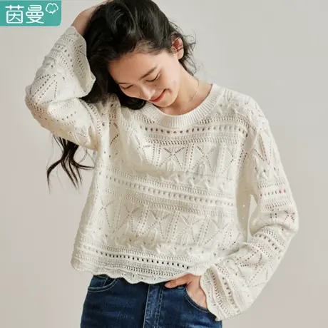 茵曼官方旗舰店针织衫2024年春季新款女装宽松慵懒风高级感薄毛衣商品大图