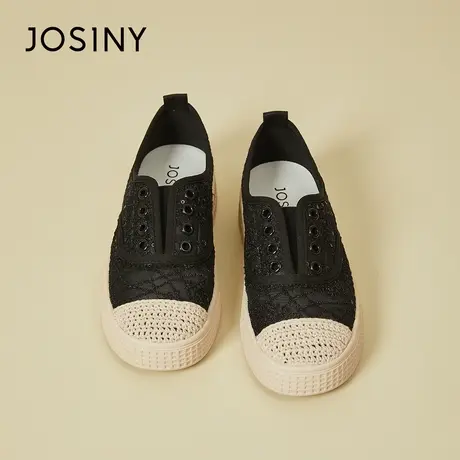 Josiny/卓诗尼渔夫鞋子女2024春季新款乐福鞋网面休闲百搭豆豆鞋商品大图