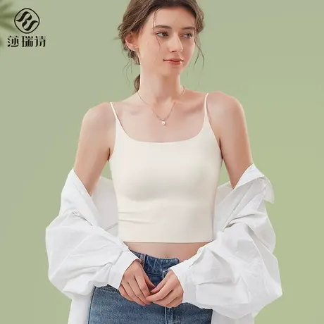 吊带背心女带胸垫2025新款文胸一体内衣春夏白色内搭美背打底上衣图片