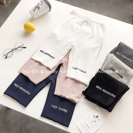 夏季螺纹棉质外穿五分中裤韩国字母女健身骑行瑜伽休闲裤打底大码图片