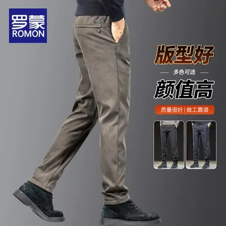 罗蒙休闲裤男士宽松直筒灯芯绒长裤秋冬季2023新款商务条绒裤子男商品大图