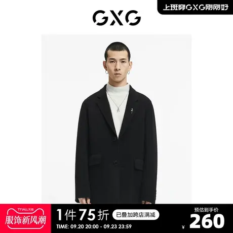 GXG男装【生活系列】冬季新品商场同款重塑系列黑色长款大衣图片