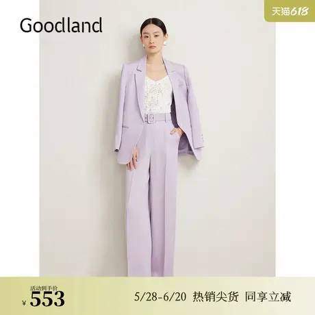 【醋酸系列】Goodland美地春季法式优雅西装长裤阔腿休闲裤商品大图
