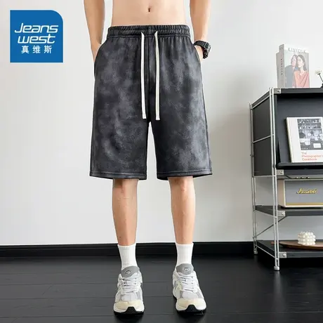 E8真维斯男装2025夏季新款男时尚宽松休闲百搭五分运动直筒短裤图片