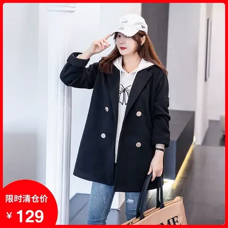 显瘦胖MM大码女装毛呢外套2023年季新款翻领复古大衣宽松短款图片