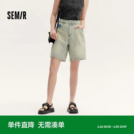 森马牛仔裤女潮酷百慕大短裤街头2025夏季遮肉显瘦直筒裤百搭女裤商品大图