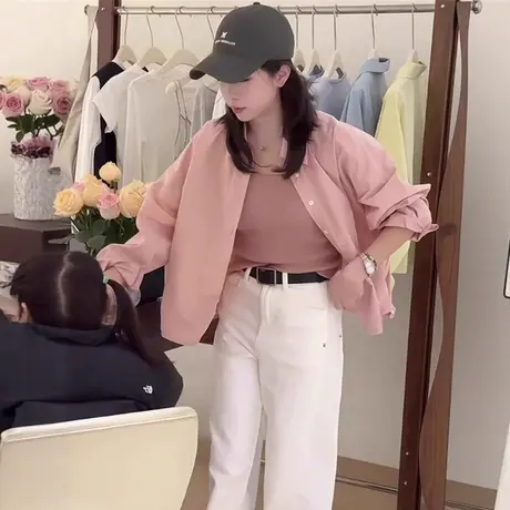 法式衬衫女气质上衣秋季2025新款韩版宽松高级感小个子外套衬衣图片