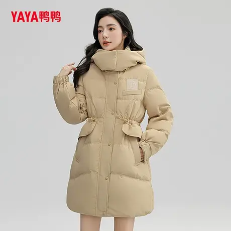 鸭鸭羽绒服女2024年冬季中长款韩版连帽时尚百搭修身保暖新外套W商品大图