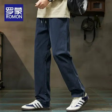 罗蒙男士纯棉休闲裤春秋季新款裤子潮牌时尚百搭宽松直筒西裤男裤商品大图