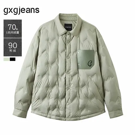 gxg.jeans男装 多色口袋设计轻薄款衬衫式短款羽绒服外套25冬新品商品大图