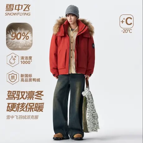 雪中飞2025新款户外山系羽绒服男冬季保暖工装机能派克服男装外套商品大图