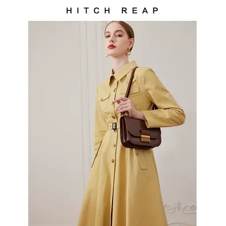 希区瑞普原创小众设计中山式外套一排扣风衣裙2023新款赫本风外套商品大图