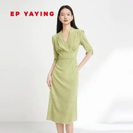 EP雅莹女装 法式风真丝裙 印花收腰茶歇连衣裙 春装商场同款4603A图片