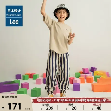 Lee日本设计舒适版圆领印花多色童装男女短袖T恤棉潮流LBT00431图片