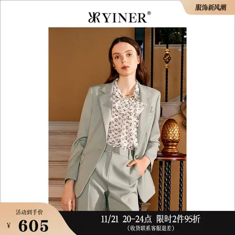 YINER音儿女装春季时尚通勤一粒扣质感西装短外套图片
