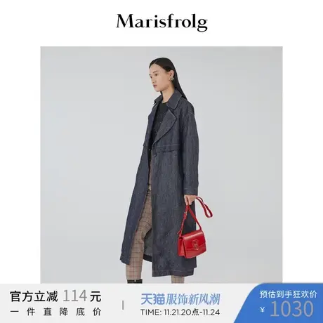 【亚麻系列】玛丝菲尔女装春季新款过膝中长款风衣外套大衣商品大图