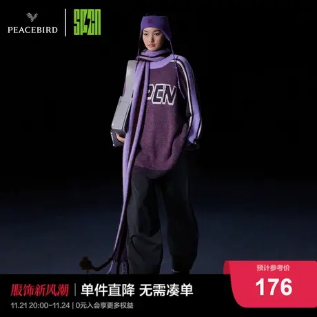 太平鸟SPCN系列2022年冬季新款撞色廓形线套衫图片