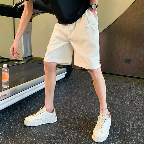 2023新款短裤男纯色休闲裤潮流百搭男裤薄款中裤子夏季潮牌大裤衩商品大图