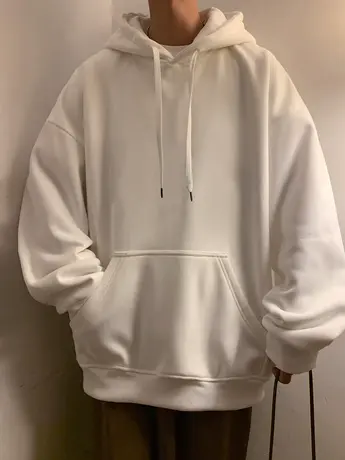 港风纯棉卫衣男秋冬季宽松外套连帽上衣ins潮流复古情侣套头帽衫商品大图