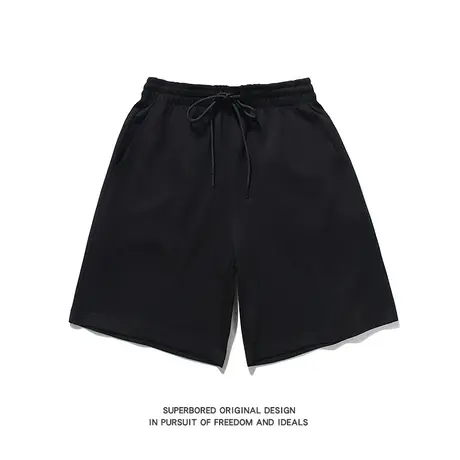 夏季简约基础款美式纯色抽绳潮流休闲学生黑色短裤宽松运动五分裤商品大图