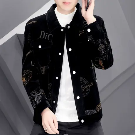 2023新款男士夹克外套春秋季韩版潮流休闲男装上衣帅气灯芯绒春装商品大图