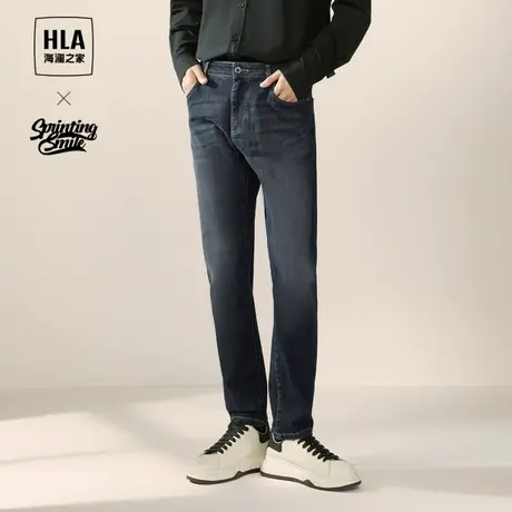 HLA海澜之家SPRINTING SMILE牛仔裤23秋冬耐磨宽松窄脚裤子男图片