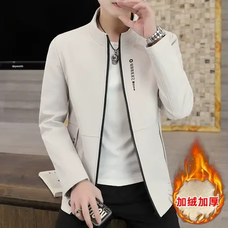 2025新款秋冬加绒加厚外套韩版修身立领夹克上衣青年男士帅气棉衣商品大图