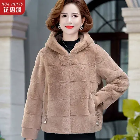 妈妈秋冬装加绒外套洋气高贵水貂绒大衣短款中老年女冬季加厚皮草图片