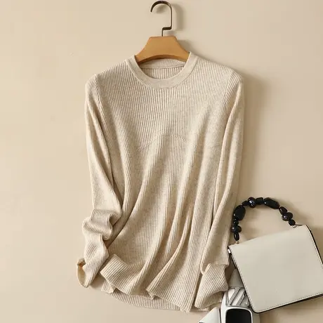 打底衫毛衣女春装2024年新款圆领内搭长袖上衣百搭爆款针织衫女商品大图
