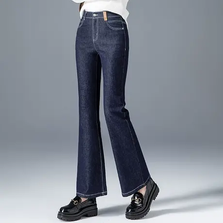 高腰微喇牛仔裤女2023年新款春秋女裤秋季裤子直筒长裤显瘦喇叭裤商品大图